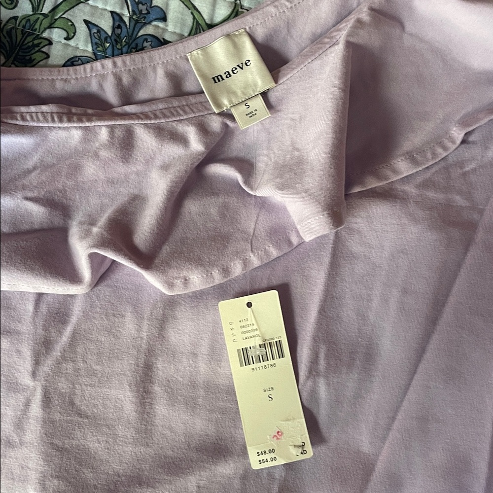 Anthropologie Maeve one shoulder ruffle top - Lavender- size S - Picture 4 of 5